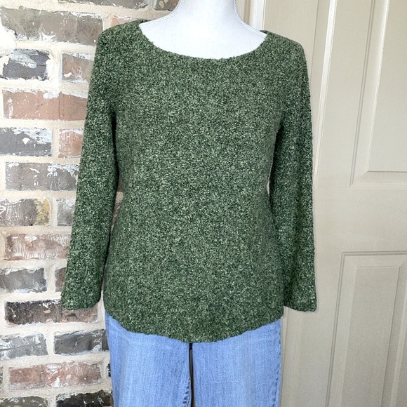 Josephine Chaus Green Wool Blend Slubbed Knit Sweater Textured Boucle Marled - Picture 3 of 10